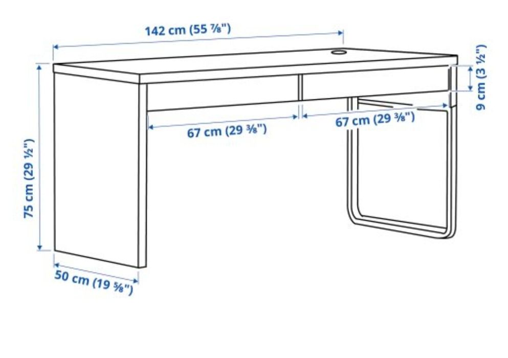 Бюро MICKE IKEA 142x50 см, черно-кафяво