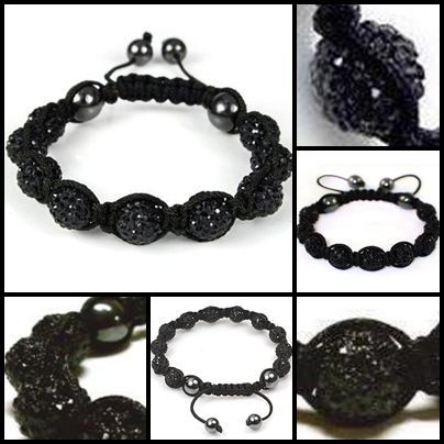 Bratara unisex 9 bile cristale 4 hematite Shamballa Shambala Sambala