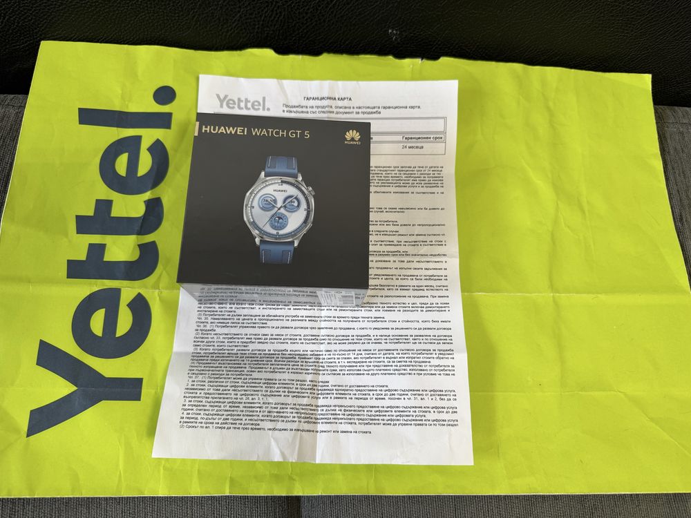 ЗАПЕЧАТАН 46mm Huawei Watch GT 5 Yettel Гаранция 2027 г. Blue
