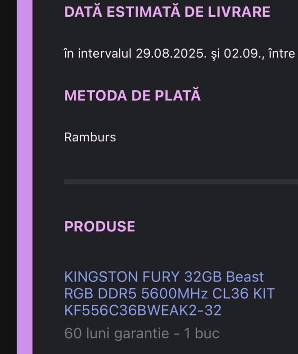 Kingston Fury 32GB Beast RGB DDR5 5600MHz CL36 KIT White Ram