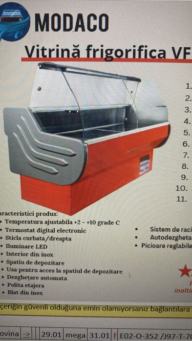 Vitrină frigorifica orizontala Pentru Mezeluri/Carne, Profesionala