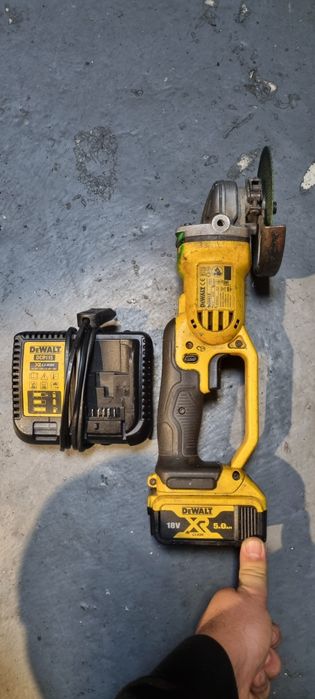 flex polizor dewalt dcg 412 cu baterie 18v 5Ah si incarcator DCB115