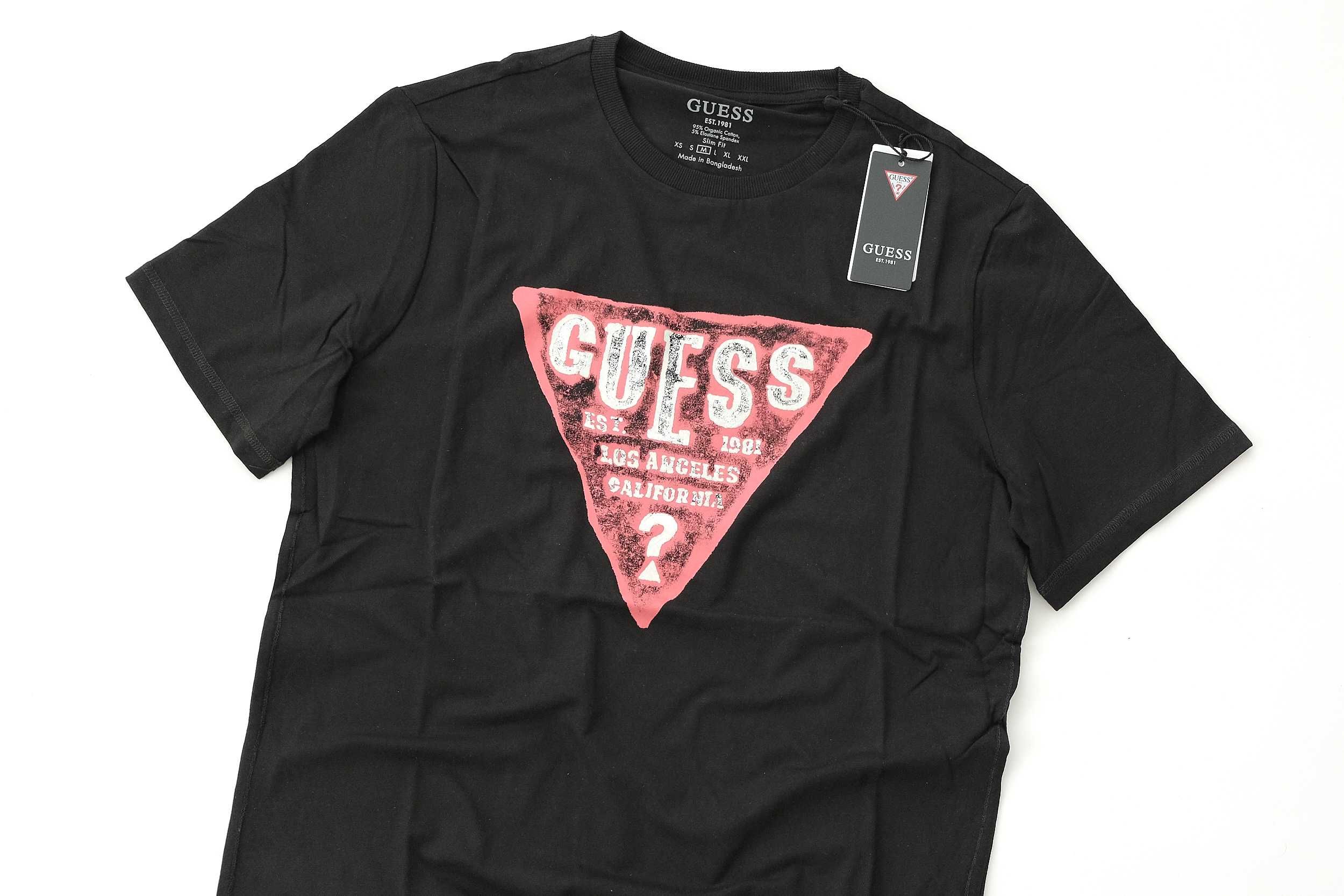 ПРОМО GUESS  М  размери-Оригинална черна тениска със щампа и лого