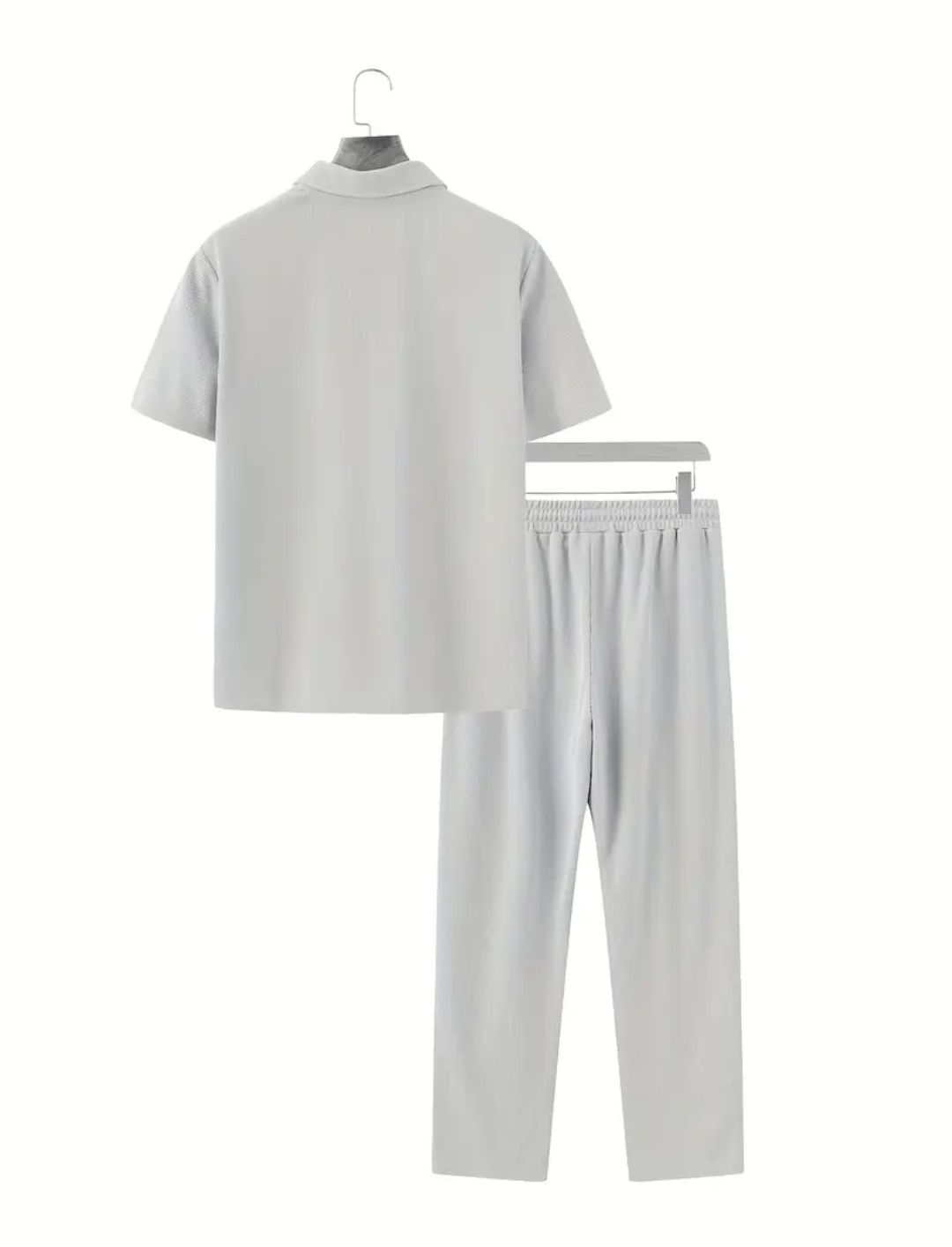Set pantalon și tricou cu guler,casual