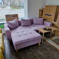 Ъглов диван,в светло лилав цвят
