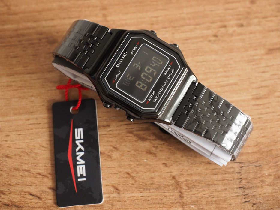 Ceas electronic SKMEI 2465 (Casio), 36 mm, nou, negru, ilumin., retro