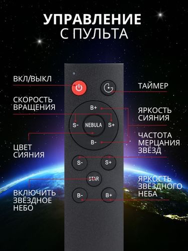 Проектор-ночник звездное небо "Космонавт" + пульт