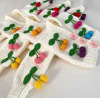 Cardigane copii  tricotate cu cireșe