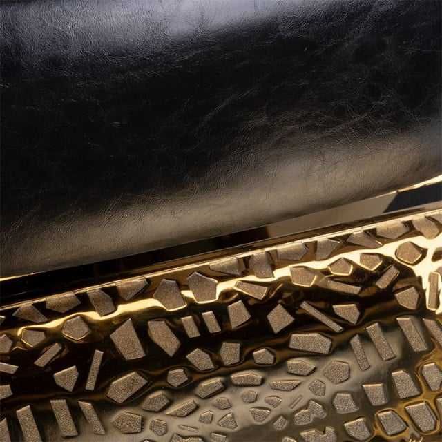 Scaun de frizerie Barber Gabbiano Tito Gold negru