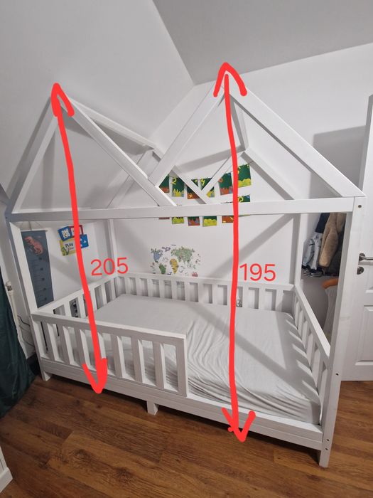 Pat copii tip casuta lemn