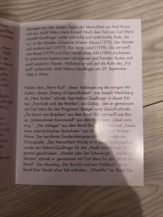 Helmut Qualtinger 2 kasete Best of Audiobook