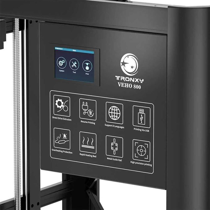 Голям 3D принтер с директно задвижване. Размер на печат 800x800x800mm