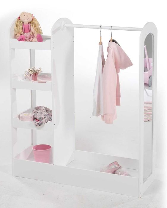 Детски щендер за дрехи с огледало и рафтове Roba Детски гардероб