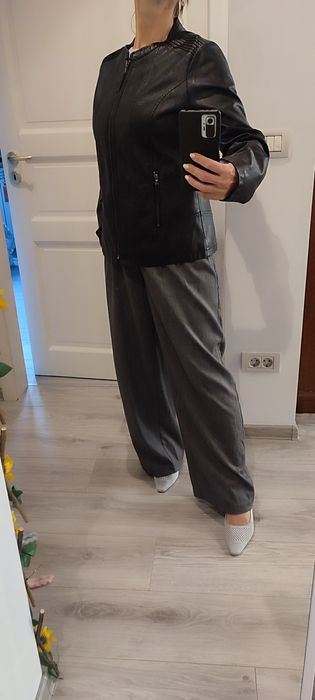 Jacheta dama din piele naturala neagra