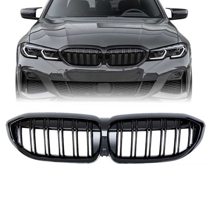 Grile duble BMW Seria 3 G20 G21, 2018-2022 - Negru Lucios