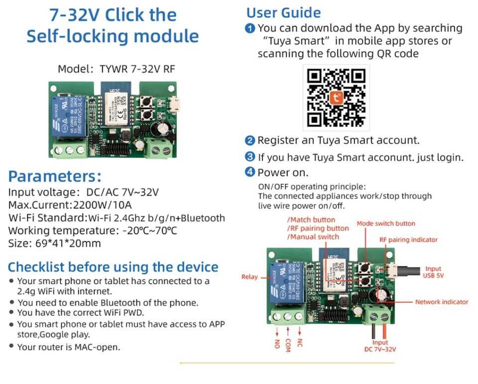 Releu Wifi contact uscat Tuya COM/NO/NC Dry Contact Tuya Smart Life