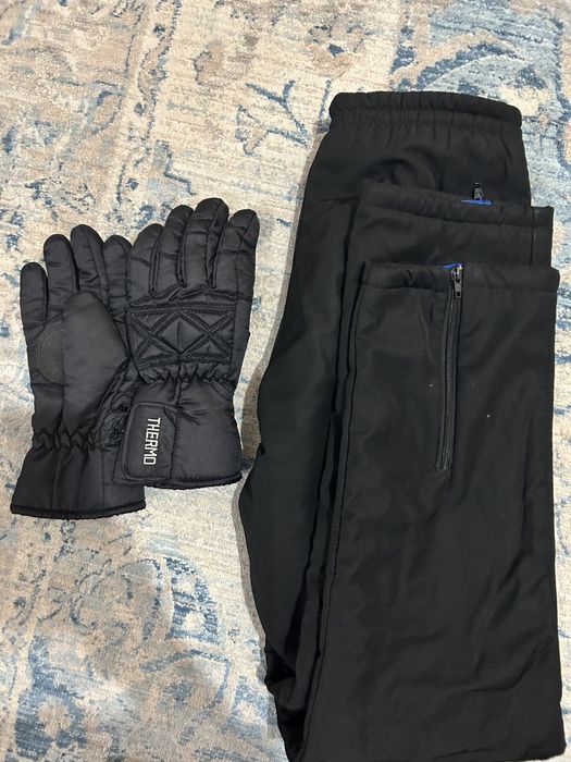 Зимние утепленые штаны с начёсом + в подарок перчатки, размер 48