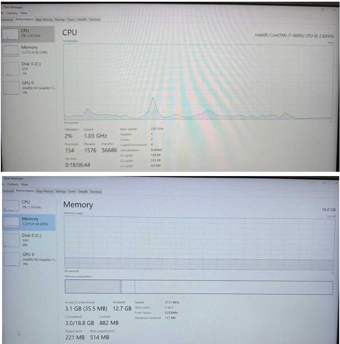 Laptop DELL Latitude7480, 14", i7-6600U CPU 2.60GHz, 16GB, intel HD520