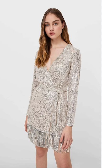 Stradivarius Рокля с Пайети Размер L