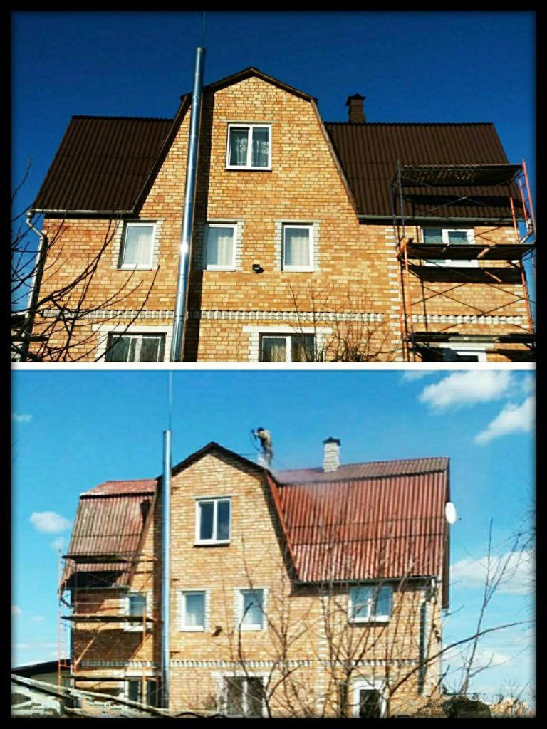 Покраска дом крыша