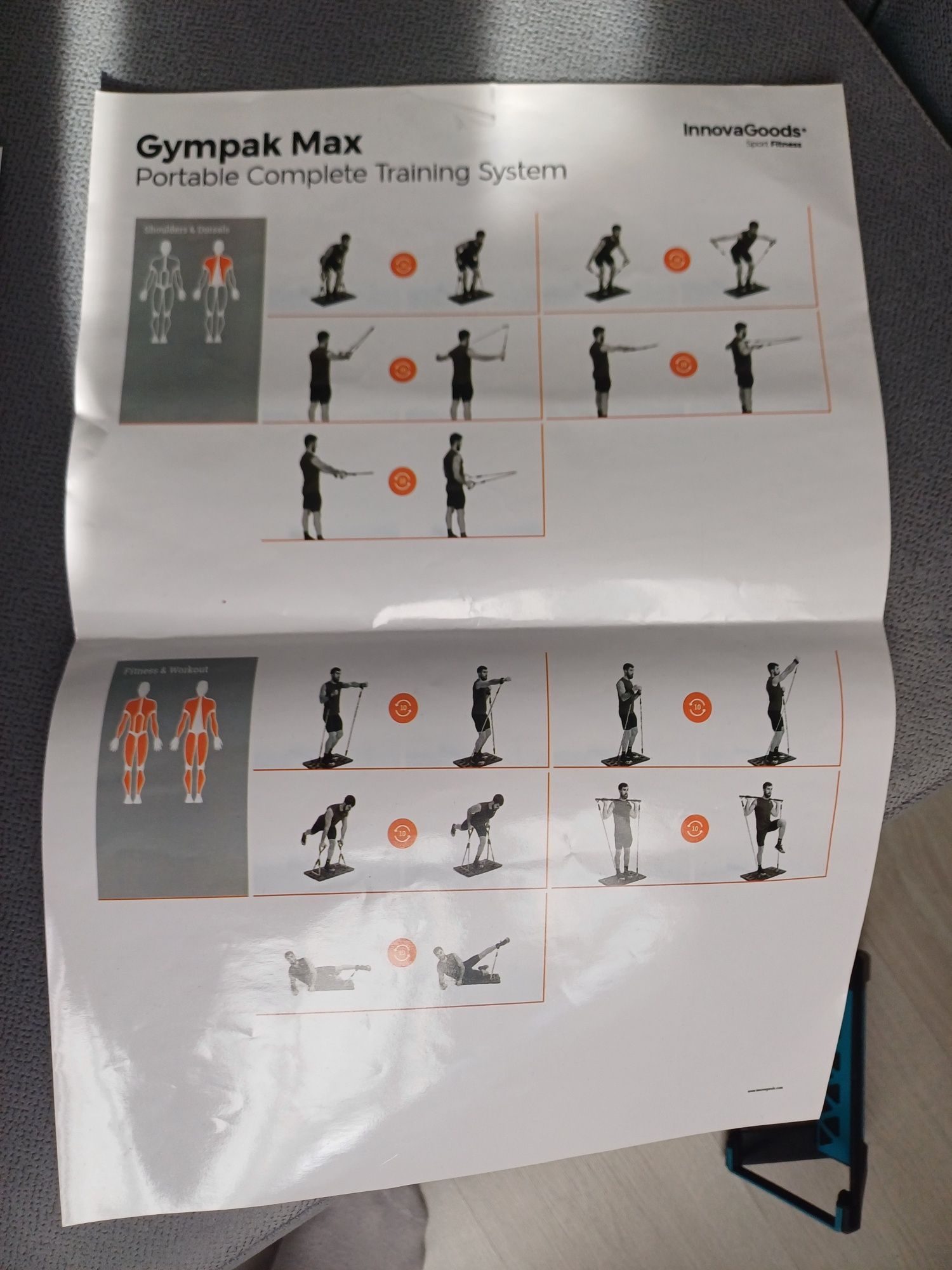 Fitness complet de antrenament portabil cu ghid de exerciții Gympak