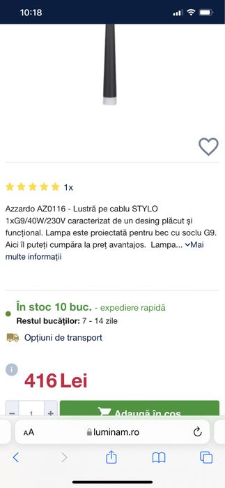 2 Corpuri de iluminat-tip pendul suspendat