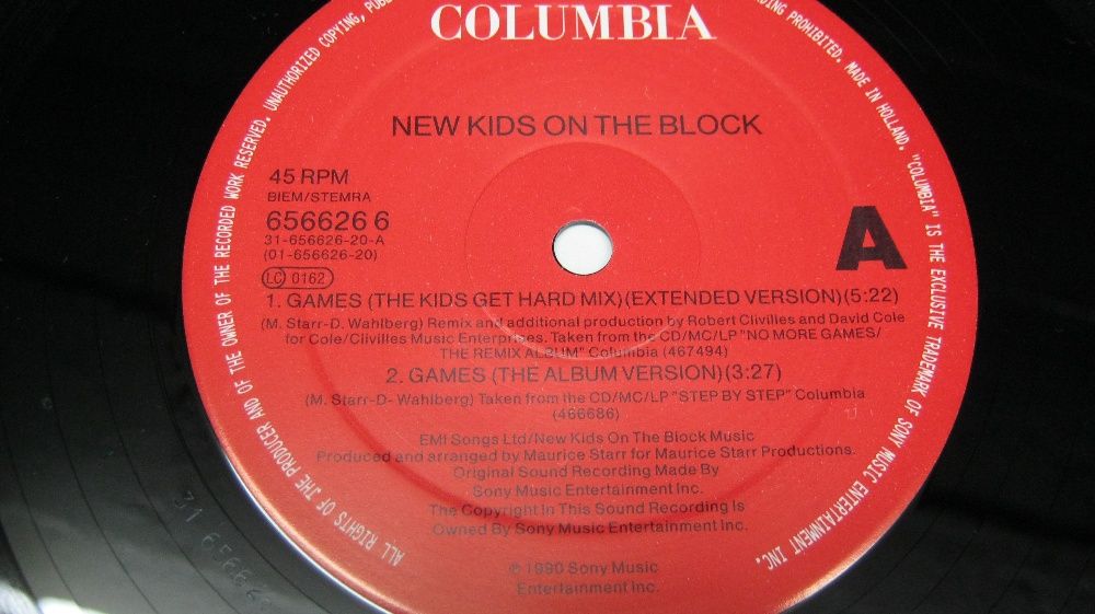 Disc vinil,NKOTB,maxi/45/12"Games!Columbia Music.