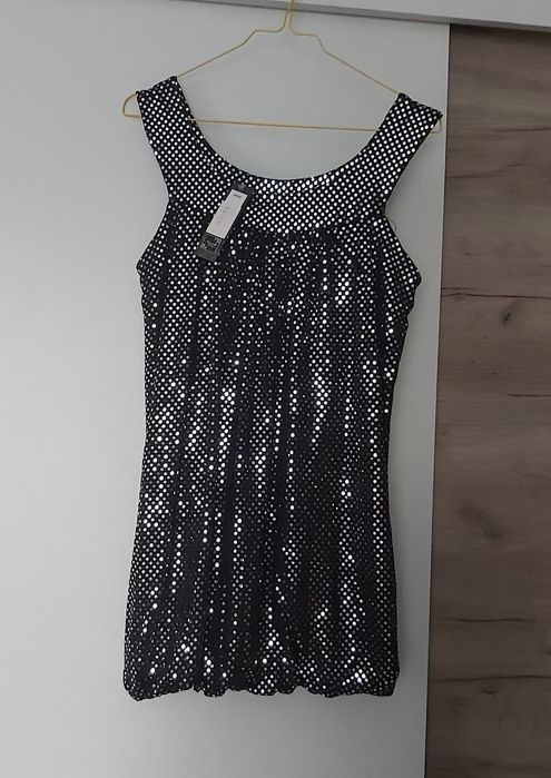 Bluză sexy elegantă cu paiete argintii