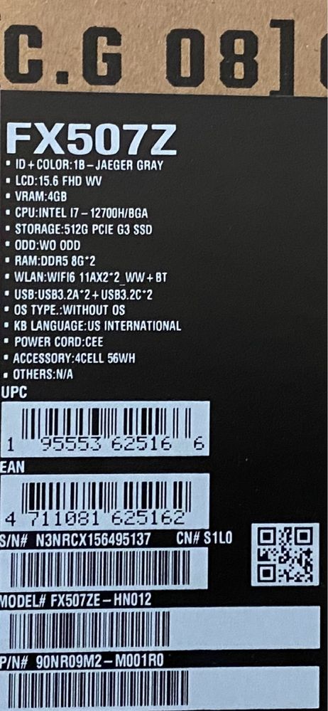 Laptop Gaming Asus FX507ZE-HN012