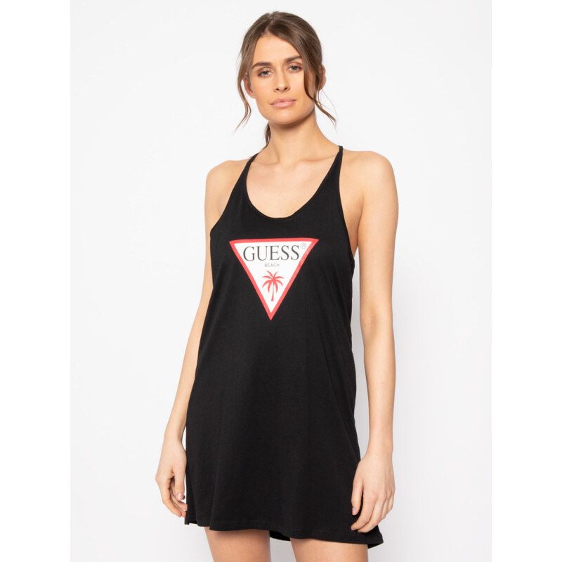 Плажна рокля Guess, S-M, бяла, черна