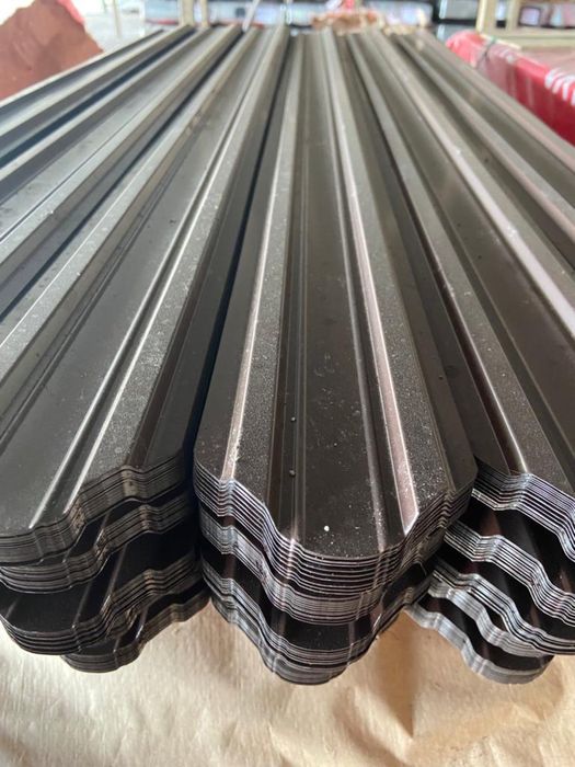 Șipcă Metalică Gard Fațadă Roșie și Maro Ciocolatiu