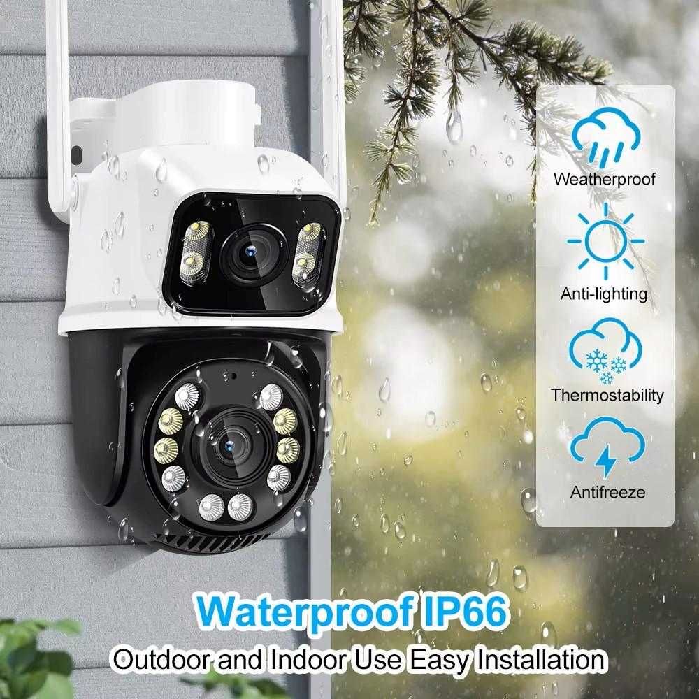 8MP  PTZ ICSee Wifi камера с двоен обектив с двоен екран Human Detect