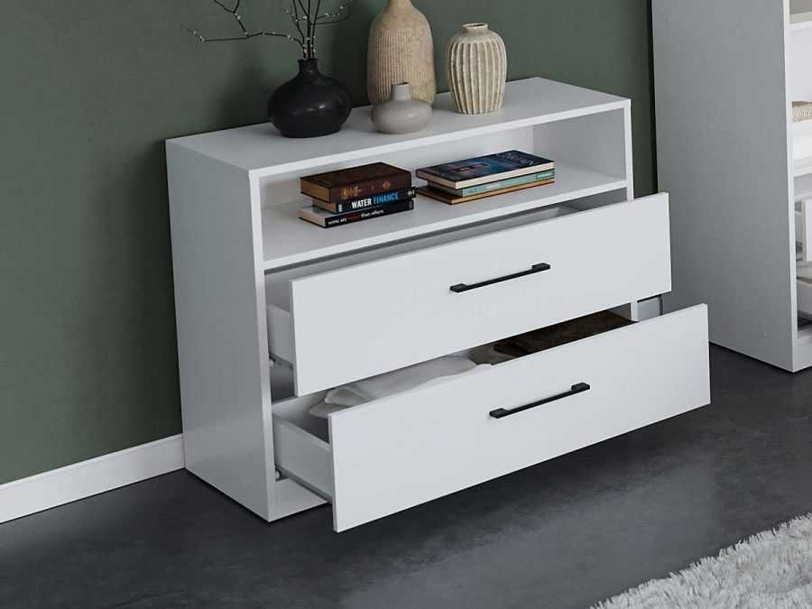 Set Dormitor Nordis Alb C08 tapitat / oglinda - Transport Gratuit