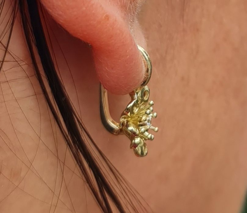 Cercei din aur galben 14k și diamante naturale