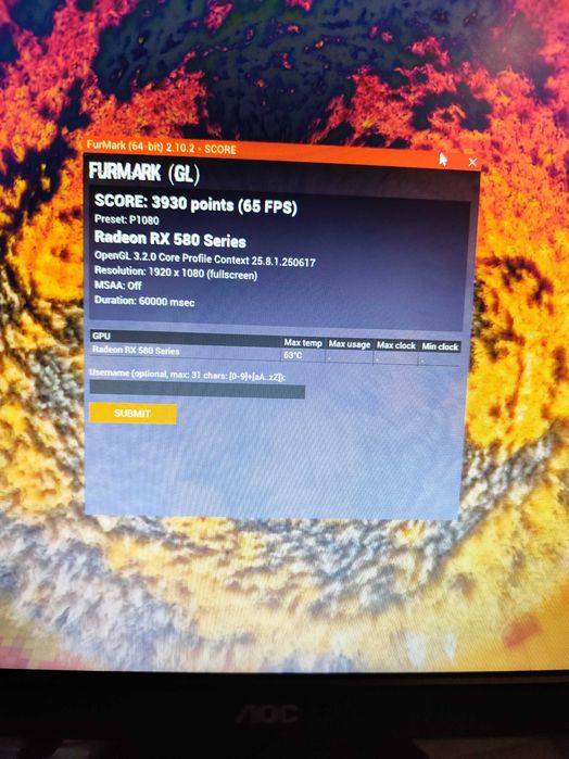 Calculator/ PC Gaming / Office – i5 7400 + RX 580 8GB + Monitor AOC