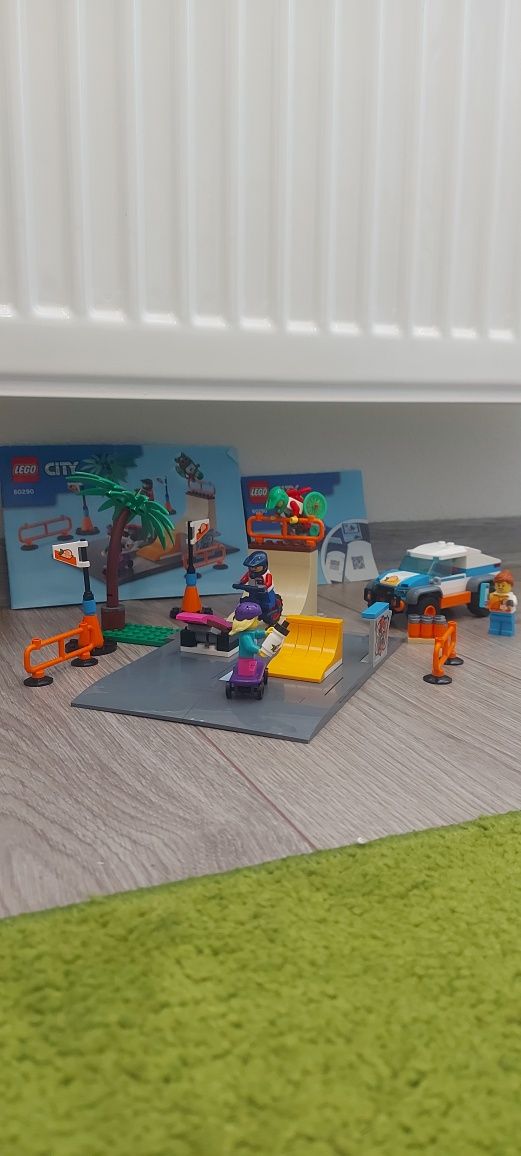 Lego City basculanta, elicopter si camion, parc distractii si motor
