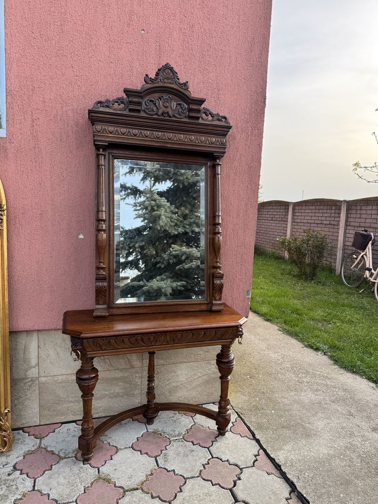 Consola vintage din lemn masiv