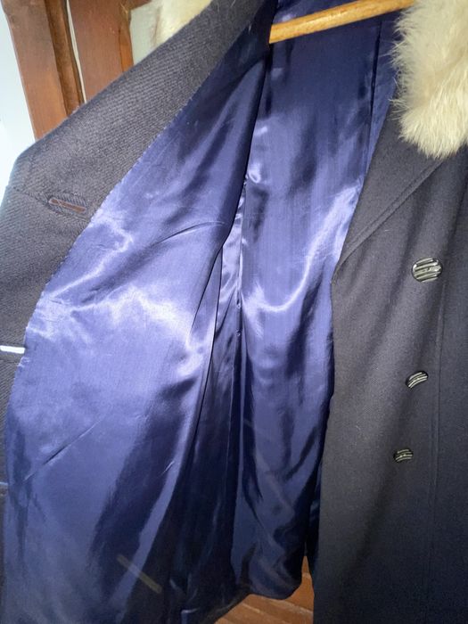 palton de stofa cu guler de blana naturala