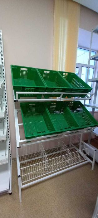 Овощные стелажи, торговые оборудования, полки, ветрины для магазинов