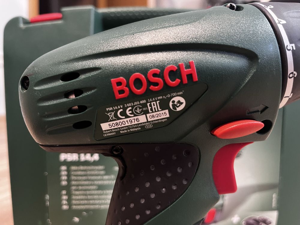 Винтоверт Bosch PSR 14.4 • Пълен комплект • Надежден винтоверт за дома