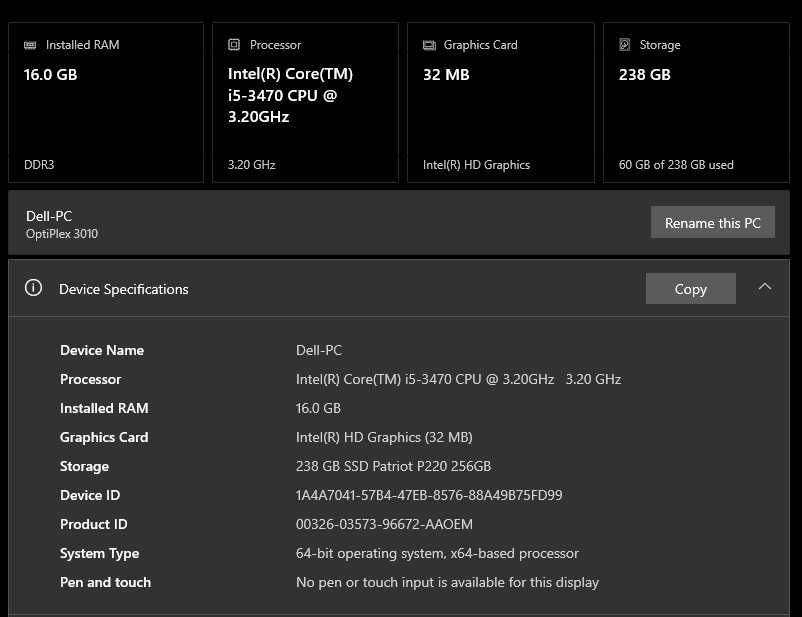 Desktop Dell | i5-3470  3.20GHz |16 GB RAM | SSD 256 GB | Windows 10