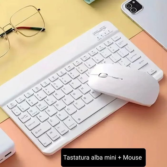 Tastatura Bluetooth Ultra Subtire , Alba + Mouse Cadou
