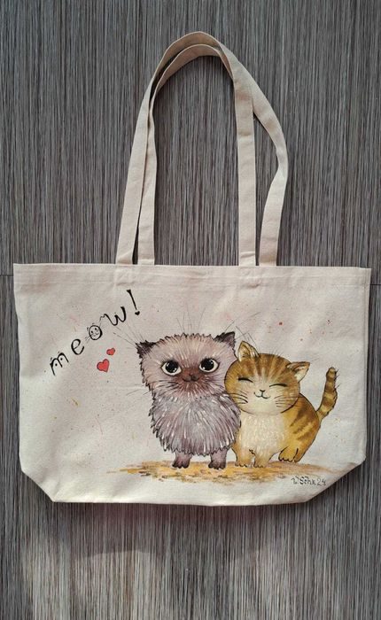 Ръчно рисувани памучни чанти и тениски