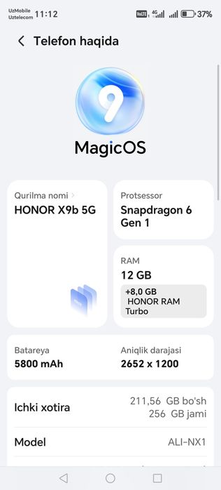 Honor x9b 12/256