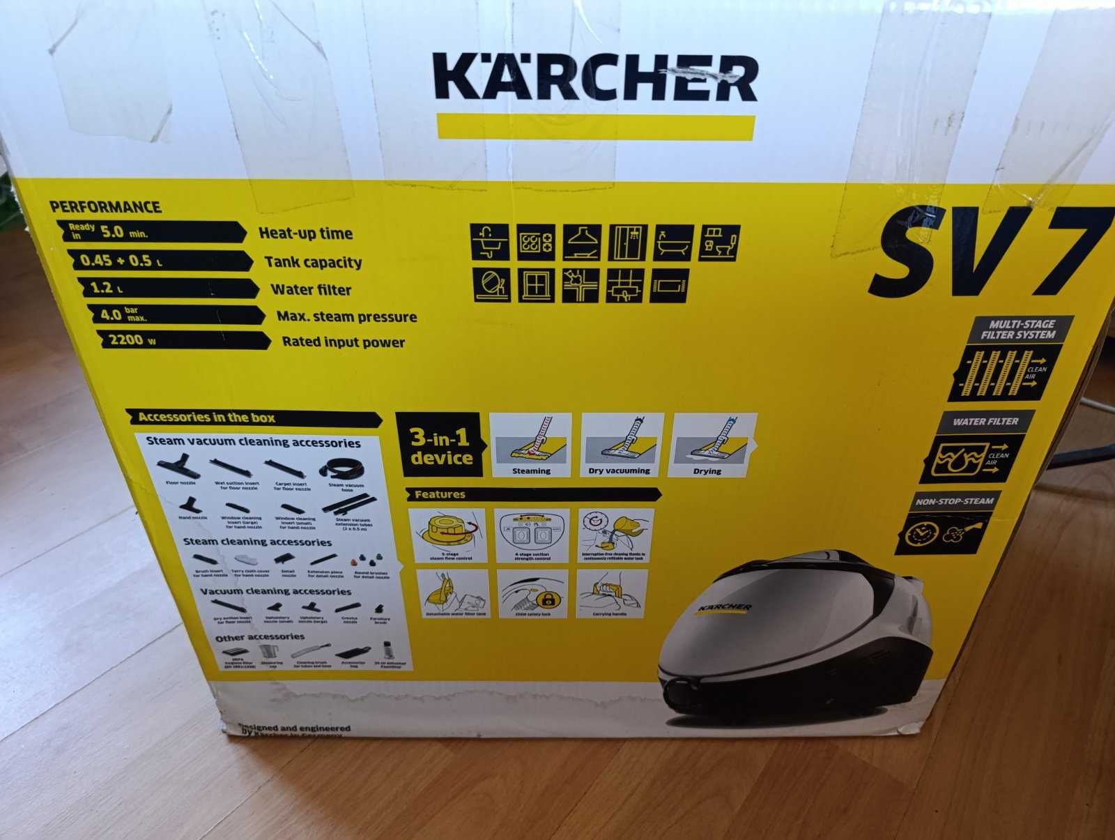 Karcher SV7  , 3 в 1: Почистване с пара, прахосмукачка и сушене!