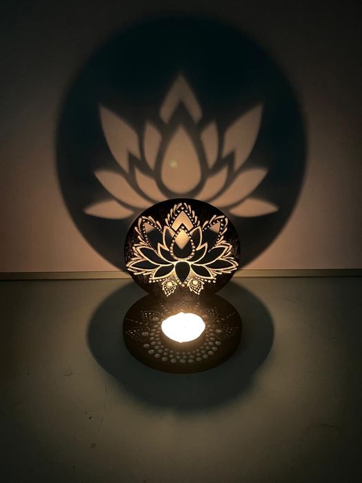 Suport lumânare - lemn pictat manual -