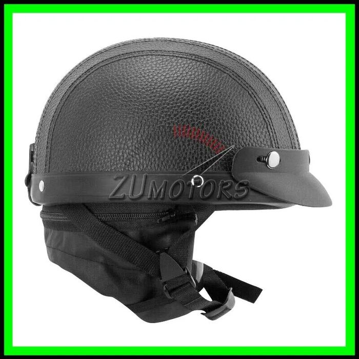 Casca moto Retro scuter Vespa Chopper Piele - Negru
