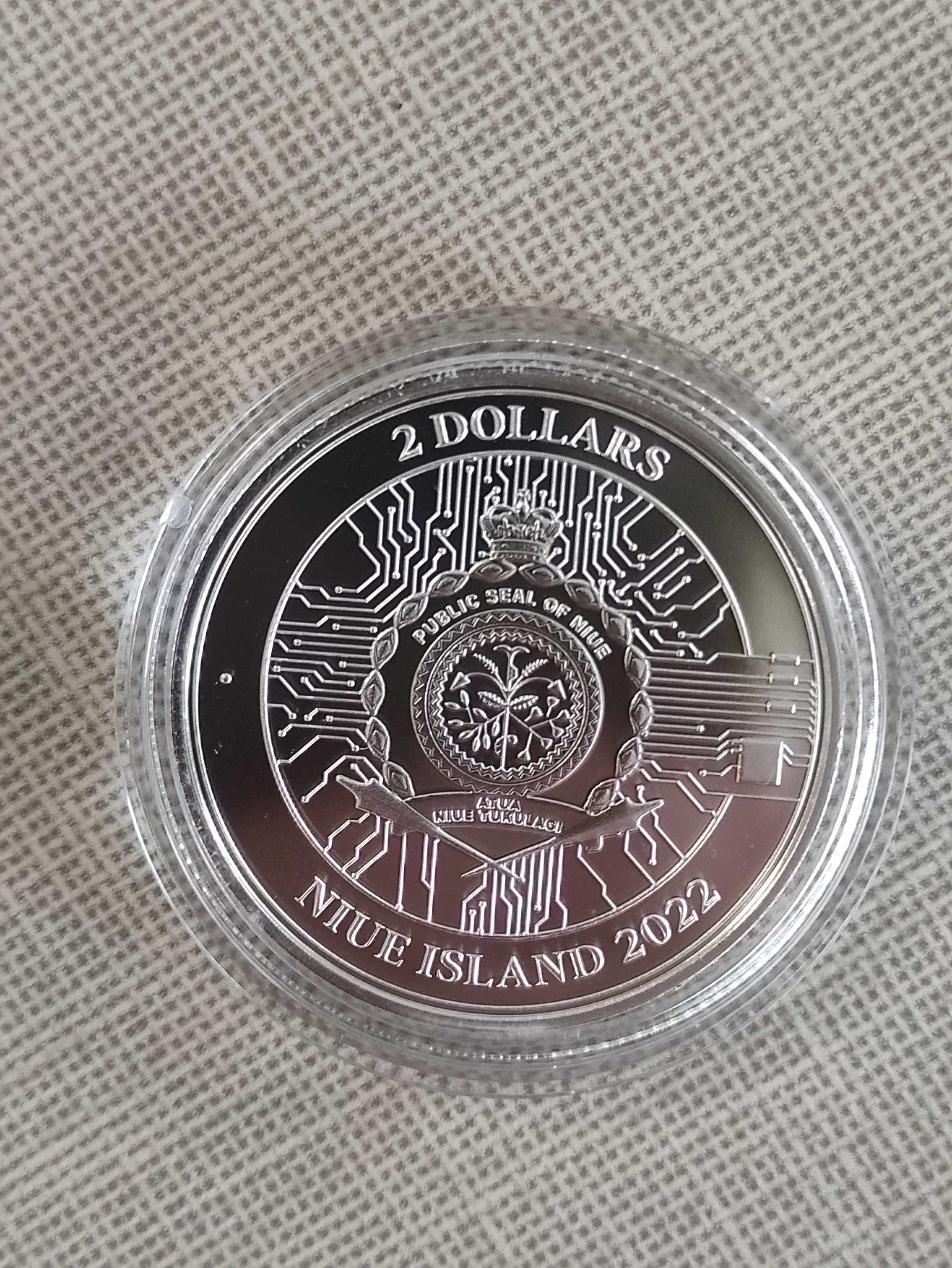 2022 1oz Niue $2 NZD биткойн сребърна монета BU