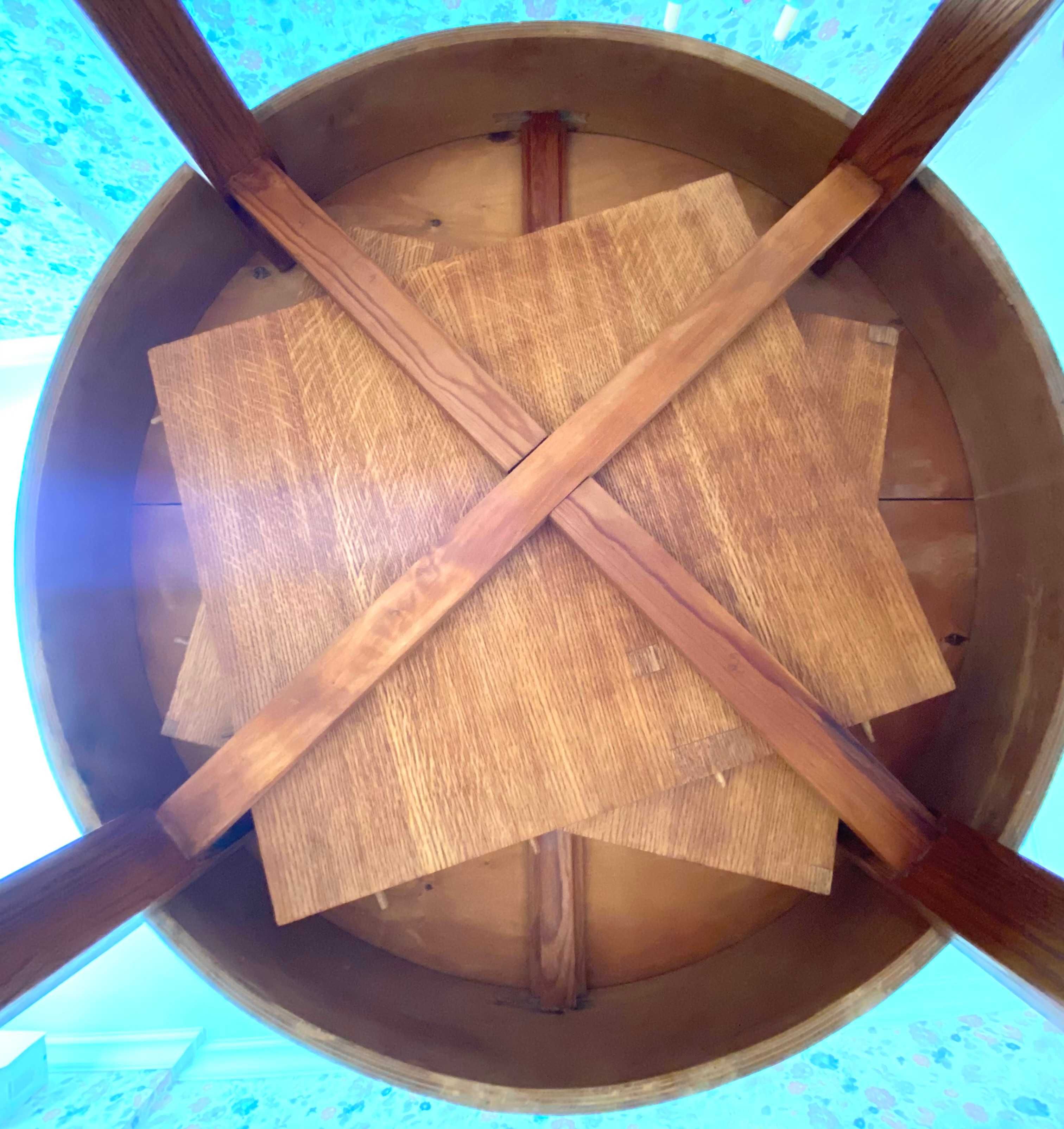 Круглый раздвижной раскладной деревянный советский стол  ретро нат дуб