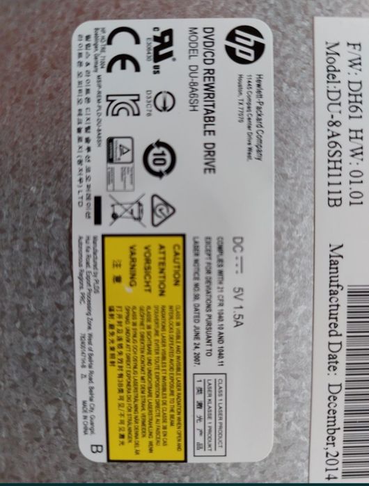 DVD ROM R/W HP Laptop 9.5mm